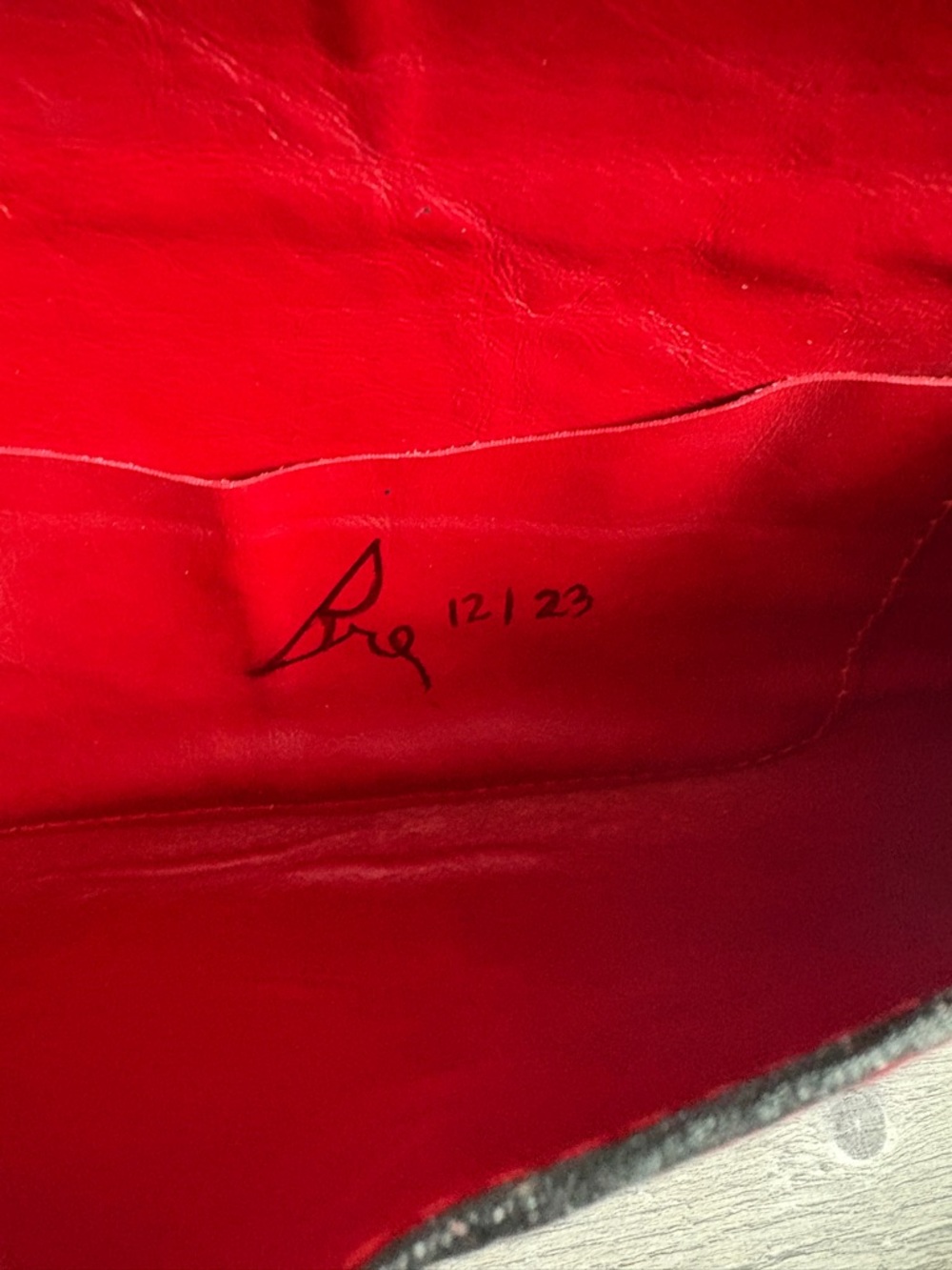 Luxury Handcrafted Metallic Red Leather Clutch - Picture 7 of 13